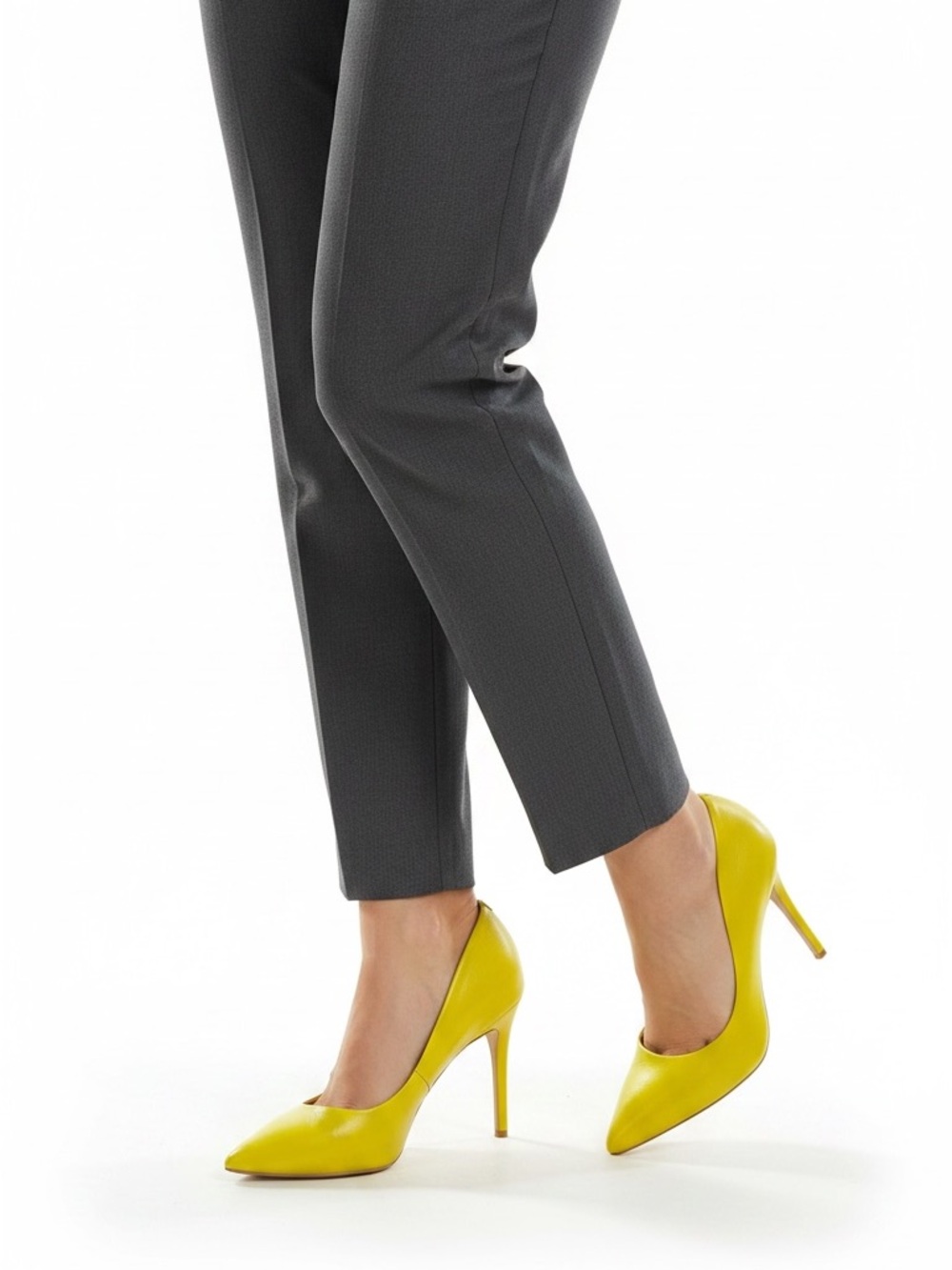 Charles By Charles David Bright Yellow 4" Closed Toe Leather Pumps Heels Summer